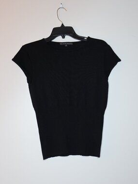 Antonio Melani Black Crew Neck Short Sleeve Top Size Medium